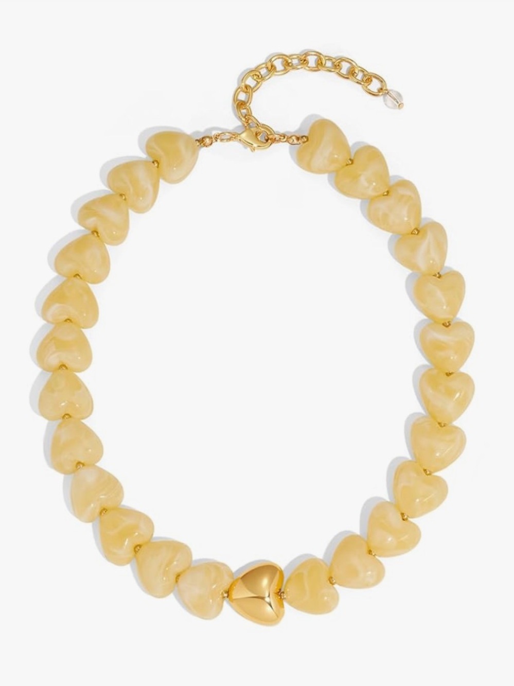 New! Cream Heart Bead Marbled Necklace